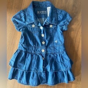 12M GUESS Girls' Blue Denim Ruffle Dress